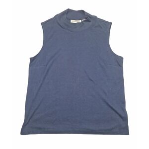 NWT Hasting & Smith Mock Neck Tank Top Womens Large L Navy Blue Sleeveless Shell